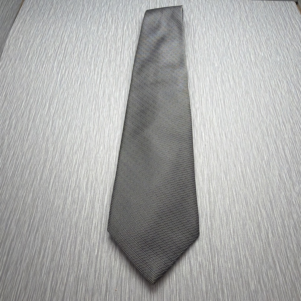Ralph Lauren Purple Label Silk Tie Gray Herringbone Italy Handmade Classic